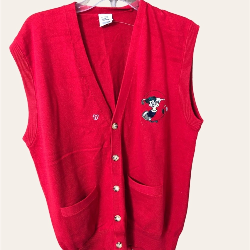 Vintage Disney Red Men’s golf cardigan vest